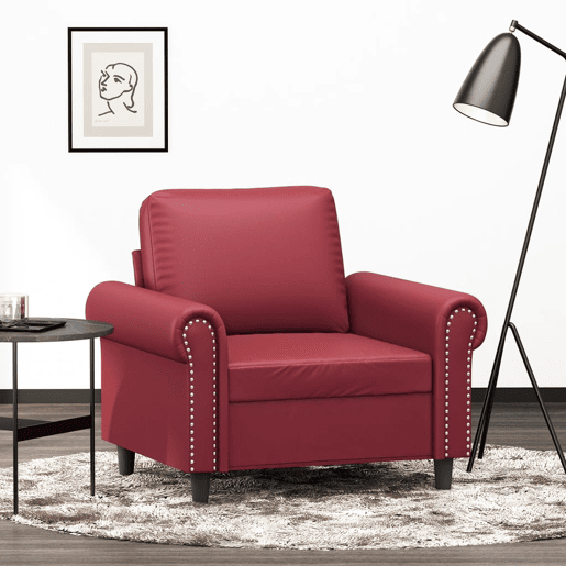 vidaXL Poltrona 60 cm couro artificial vermelho tinto vidaXL Poltrona 60 cm couro artificial vermelho tinto
