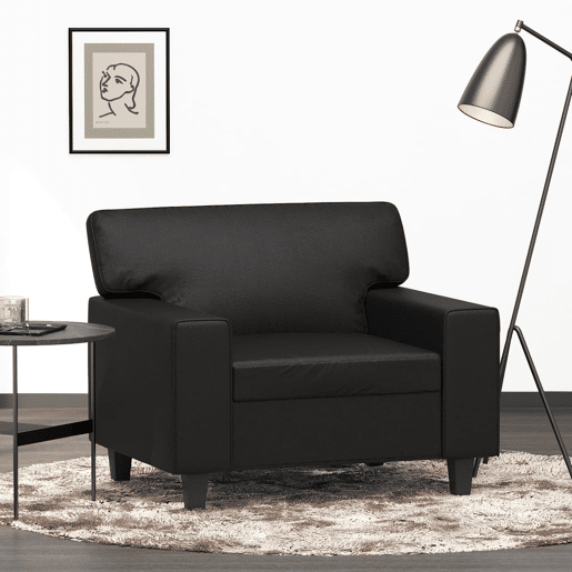 vidaXL Poltrona couro artificial 60 cm preto vidaXL Poltrona couro artificial 60 cm preto