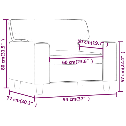 vidaXL Poltrona couro artificial 60 cm preto vidaXL Poltrona couro artificial 60 cm preto