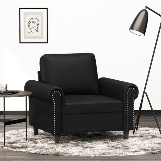 vidaXL Poltrona couro artificial 60 cm preto vidaXL Poltrona couro artificial 60 cm preto