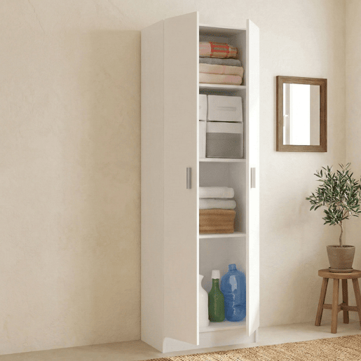 Armário multiuso com 2 portas com efeito madeira