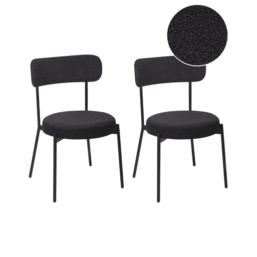 Conjunto de 2 cadeiras de jantar ALLISON Bouclé Preto
