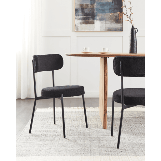 Conjunto de 2 cadeiras de jantar ALLISON Bouclé Preto