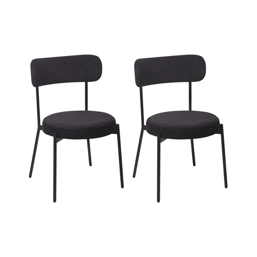 Conjunto de 2 cadeiras de jantar ALLISON Bouclé Preto