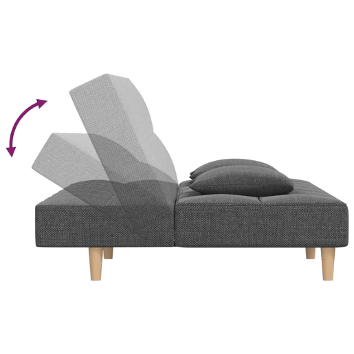 vidaXL Sofá-cama 2 lugares com duas almofadas tecido cinzento-claro