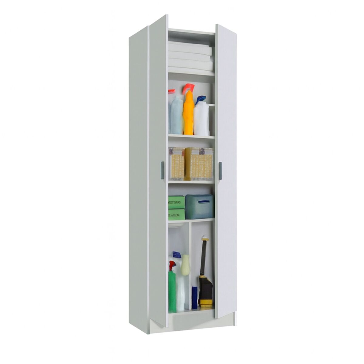 Armário multiuso com 2 portas com efeito madeira