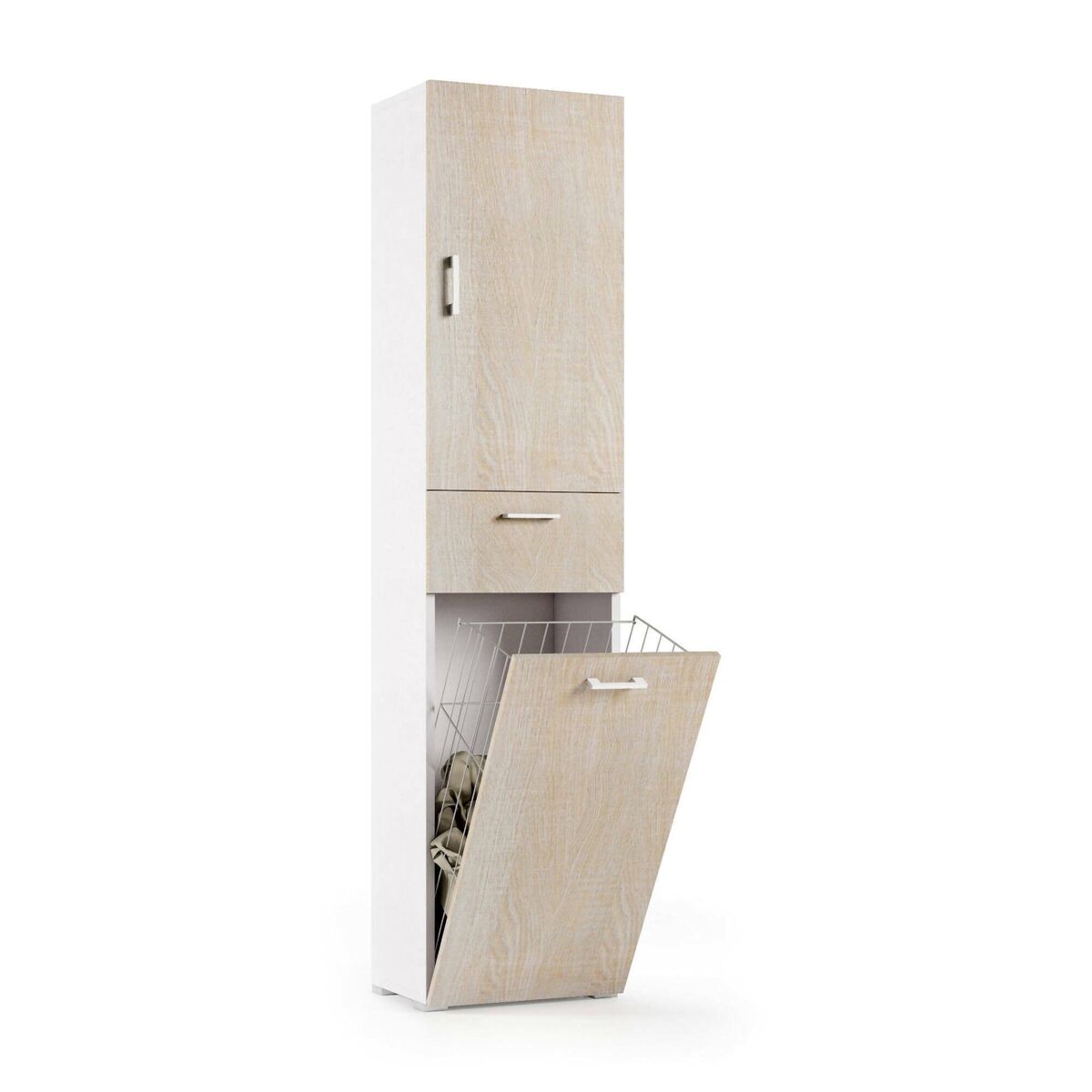 Armário multiuso com 2 portas com efeito madeira 45 Blanco/ Madera