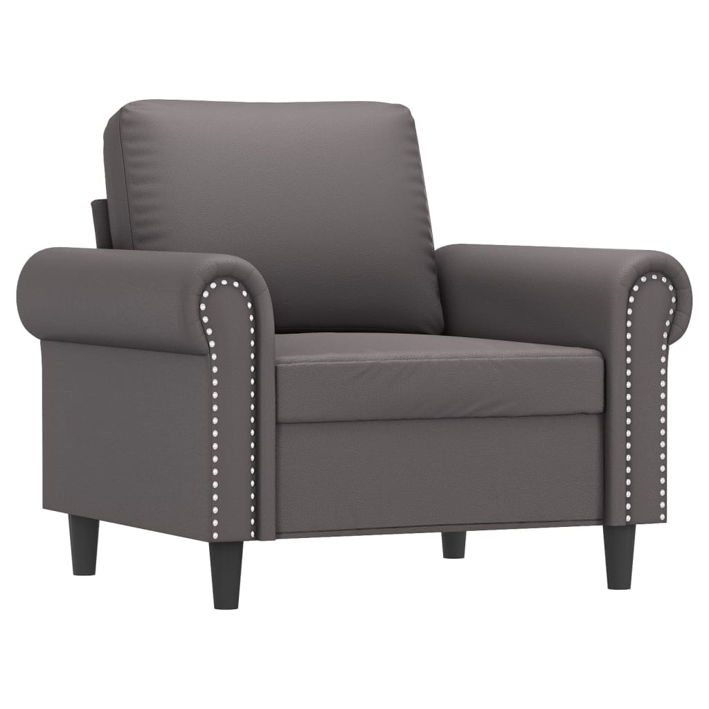 Vidaxl sillón cuero sintético gris 60 cm