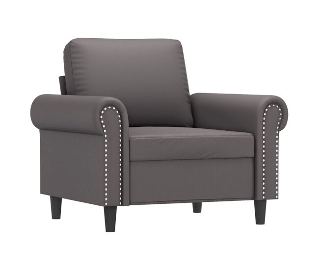 Vidaxl sillón cuero sintético gris 60 cm