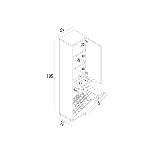 Armário multiuso com 2 portas com efeito madeira