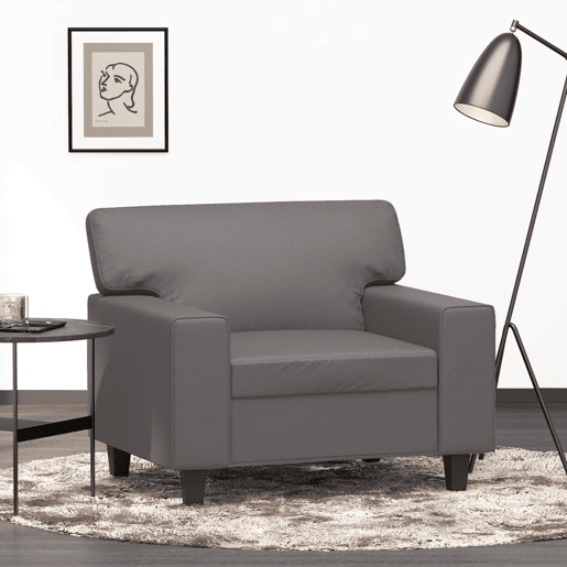 vidaXL Poltrona 60 cm couro artificial cinzento vidaXL Poltrona 60 cm couro artificial cinzento