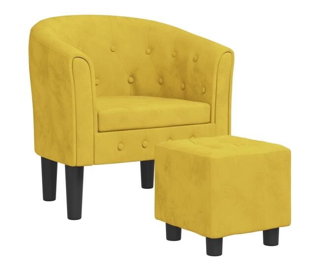 Vidaxl sillón con taburete terciopelo amarillo