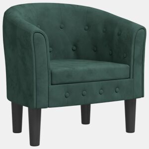 vidaXL Poltrona veludo verde-escuro