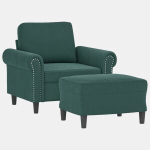 vidaXL Poltrona com apoio de pés 60 cm veludo verde-escuro