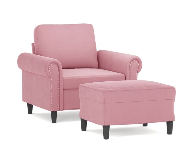 Vidaxl sillón con taburete terciopelo rosa 60 cm