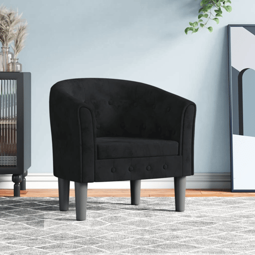 vidaXL Poltrona veludo preto vidaXL Poltrona veludo preto