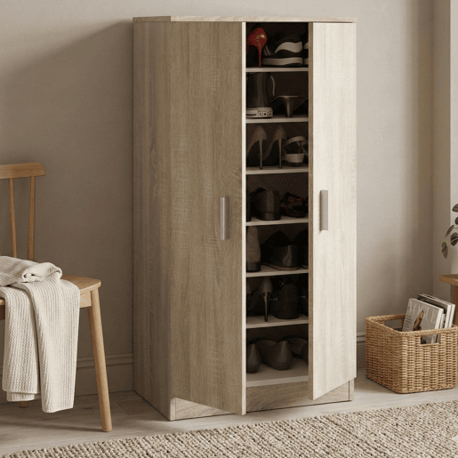 Armário multiuso com 2 portas com efeito madeira Armário multiuso com 2 portas com efeito madeira