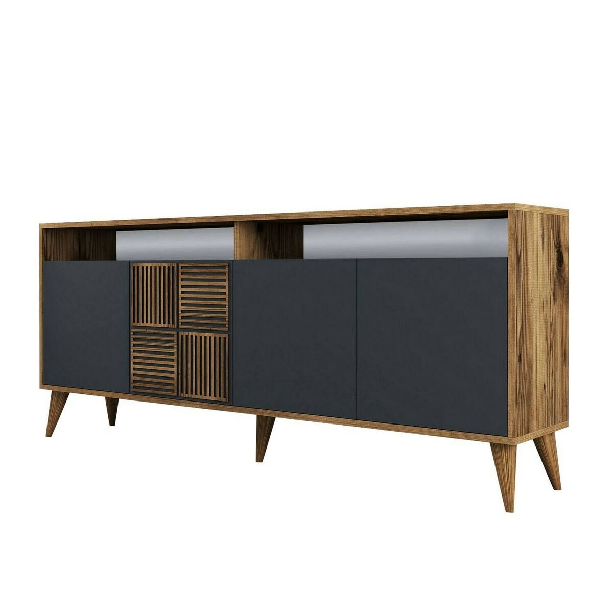 Aparador efecto madera 180 Negro/ Madera