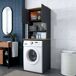 Armario Multiusos 2 Puertas 3 Estantes en Madera Noble 65 Armario Multiusos 2 Puertas 3 Estantes en Madera Noble 65 Negro/ Madera