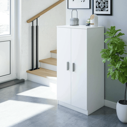 Armário multiuso com 2 portas com efeito madeira