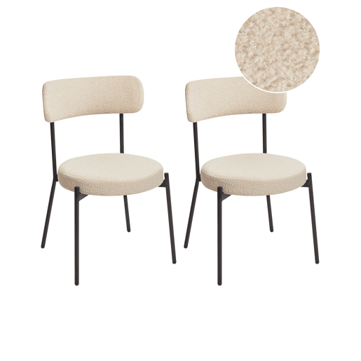 Conjunto de 2 cadeiras de jantar ALLISON Bouclé Creme claro