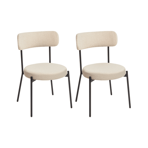 Conjunto de 2 cadeiras de jantar ALLISON Bouclé Creme claro