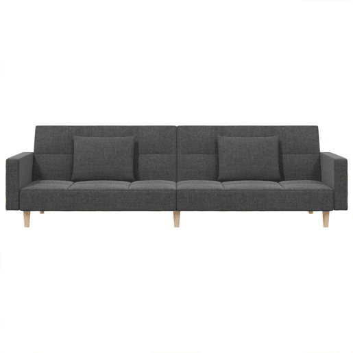 vidaXL Sofá-cama 2 lugares com duas almofadas tecido cinzento-claro
