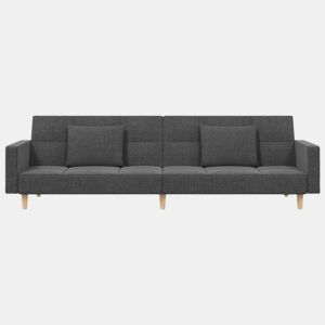vidaXL Sofá-cama 2 lugares com duas almofadas tecido cinzento-claro