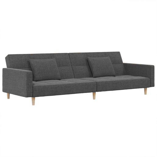 vidaXL Sofá-cama 2 lugares com duas almofadas tecido cinzento-claro