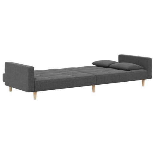 vidaXL Sofá-cama 2 lugares com duas almofadas tecido cinzento-claro