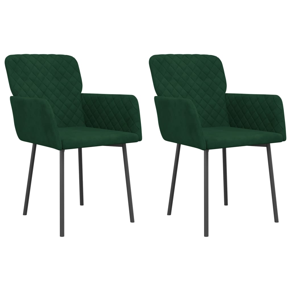 Vidaxl sillas de comedor 2 unidades terciopelo verde oscuro