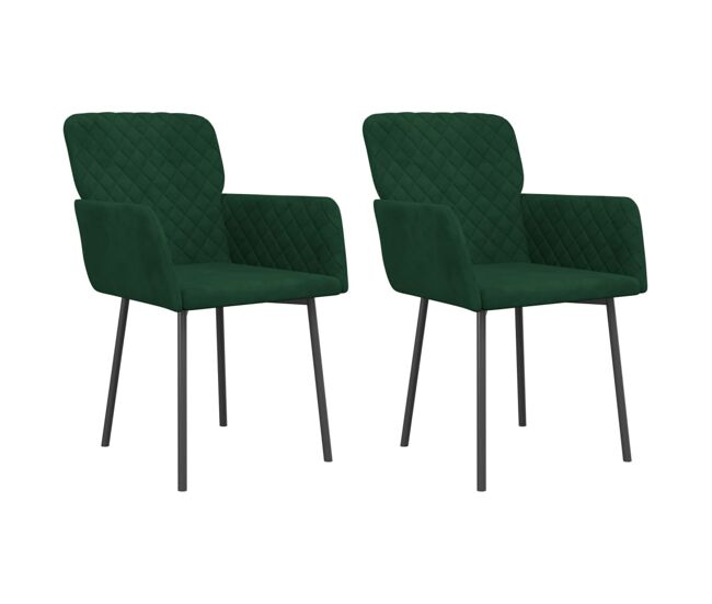 Vidaxl sillas de comedor 2 unidades terciopelo verde oscuro