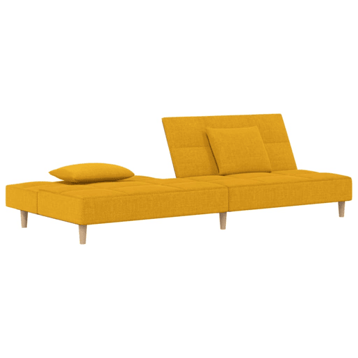 vidaXL Sofá-cama 2 lugares com duas almofadas tecido amarelo