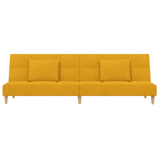 vidaXL Sofá-cama 2 lugares com duas almofadas tecido amarelo