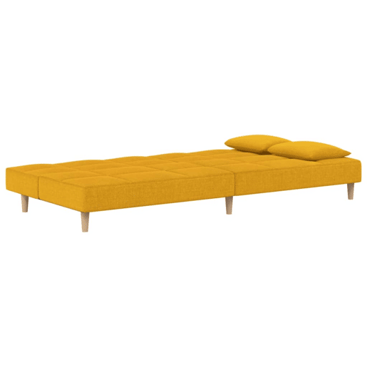 vidaXL Sofá-cama 2 lugares com duas almofadas tecido amarelo