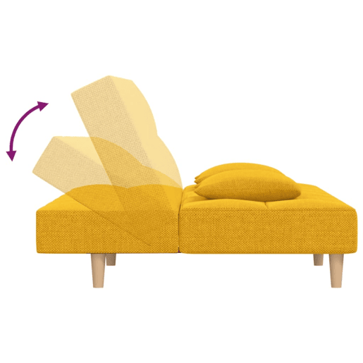 vidaXL Sofá-cama 2 lugares com duas almofadas tecido amarelo