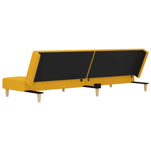 vidaXL Sofá-cama 2 lugares com duas almofadas tecido amarelo