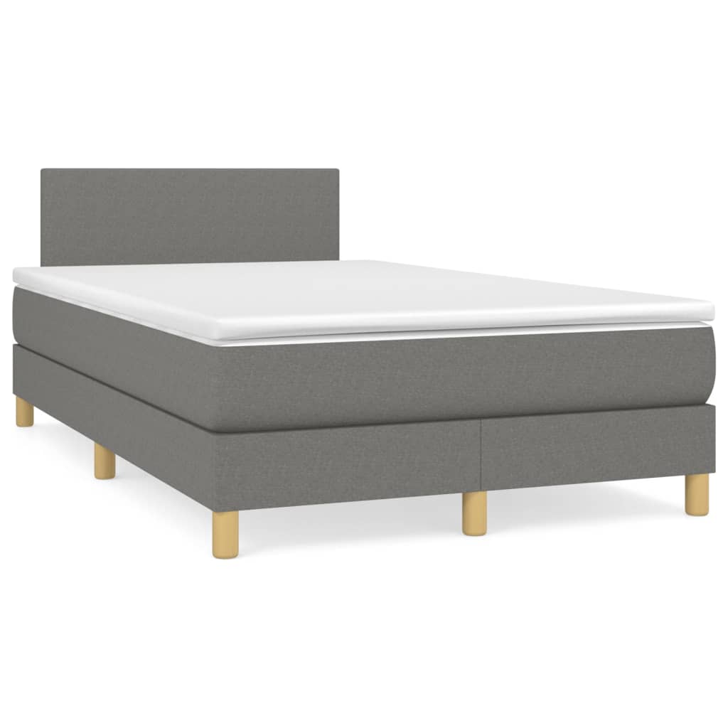 cama box spring con colchon tela gris oscuro 120x200 cm diseno plano