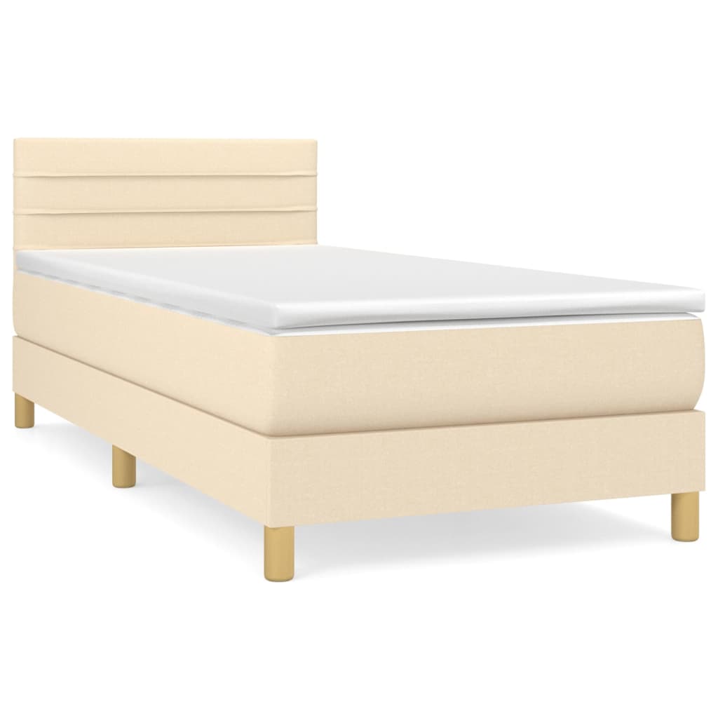 cama box spring con colchon tela color crema 100x200 cm rayas horizontales
