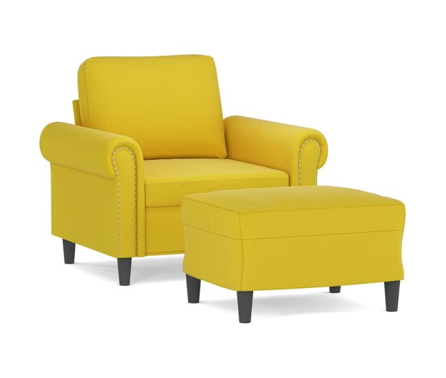 Vidaxl sillón con taburete terciopelo amarillo 60 cm