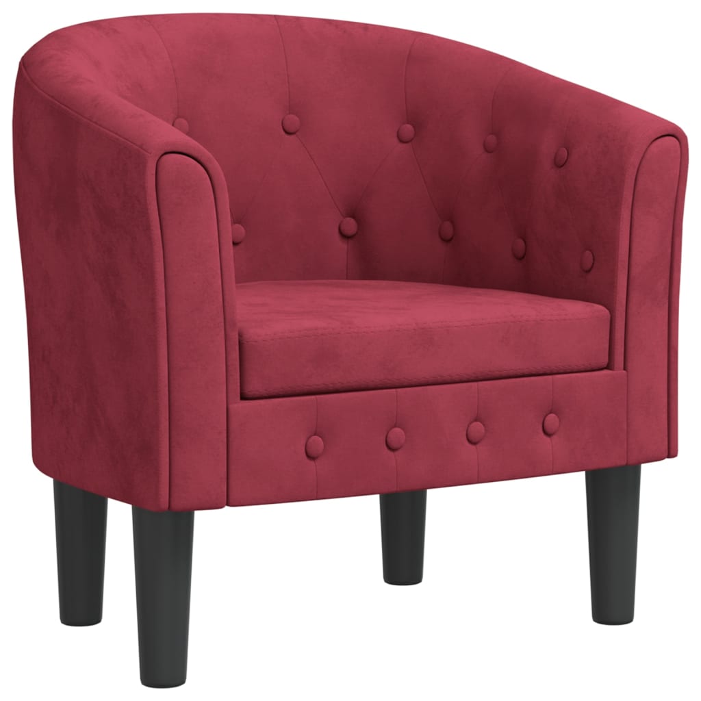 Vidaxl sillón de terciopelo rojo tinto