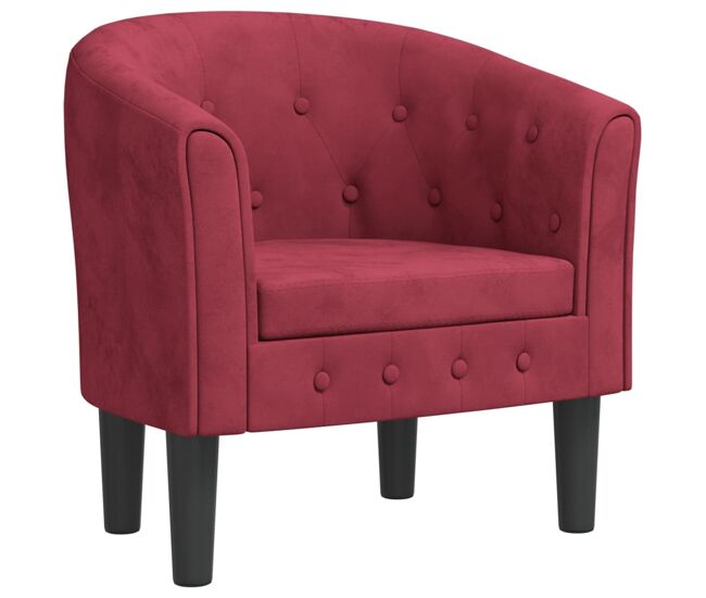 Vidaxl sillón de terciopelo rojo tinto