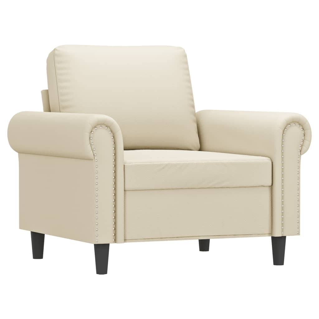Vidaxl sillón cuero sintético crema 60 cm