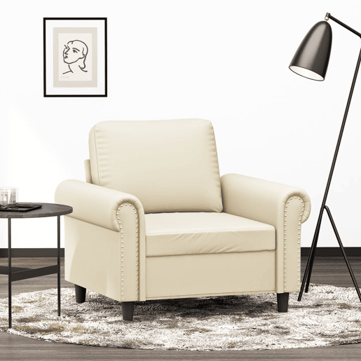 vidaXL Poltrona 60 cm couro artificial creme vidaXL Poltrona 60 cm couro artificial creme