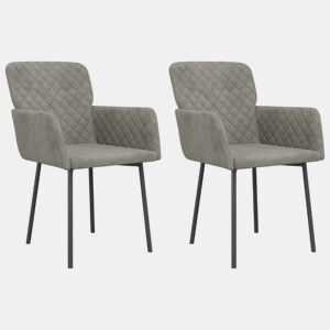 vidaXL Cadeiras de jantar 2 pcs veludo cinzento-claro