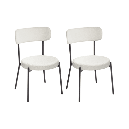 Conjunto de 2 cadeiras de jantar ALLISON Bouclé Branco Conjunto de 2 cadeiras de jantar ALLISON Bouclé Branco