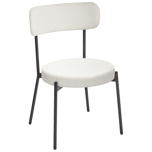 Conjunto de 2 cadeiras de jantar ALLISON Bouclé Branco Conjunto de 2 cadeiras de jantar ALLISON Bouclé Branco