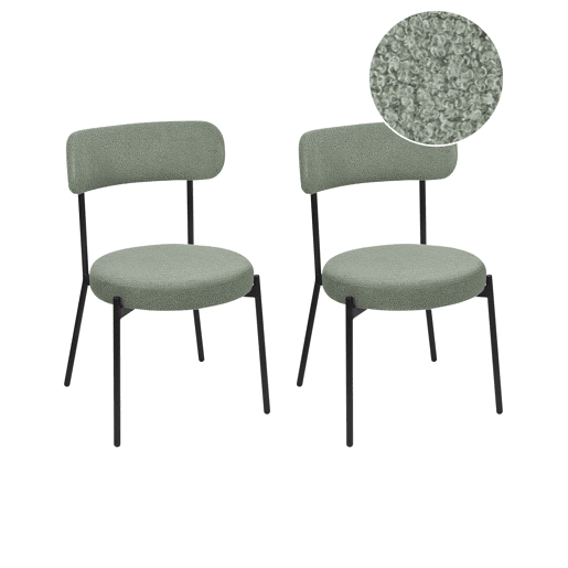 Conjunto de 2 cadeiras de jantar ALLISON Bouclé Verde claro