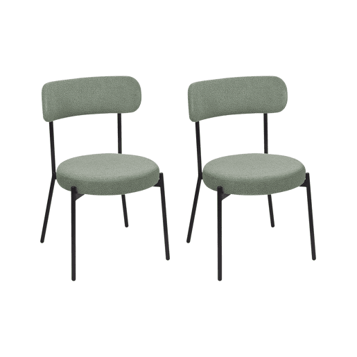 Conjunto de 2 cadeiras de jantar ALLISON Bouclé Verde claro