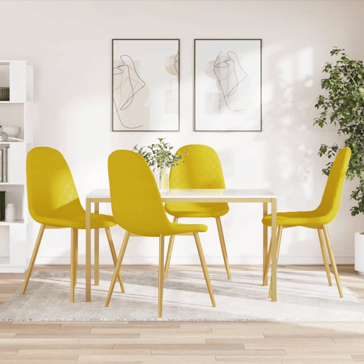 vidaXL Cadeiras de jantar 4 pcs veludo amarelo mostarda vidaXL Cadeiras de jantar 4 pcs veludo amarelo mostarda